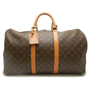 LOUIS VUITTON Authentic Brown Monogram Keepall 50 Boston Bag